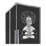 Adesivo Para Vidro Box  Prata Desenhos Homer Buda