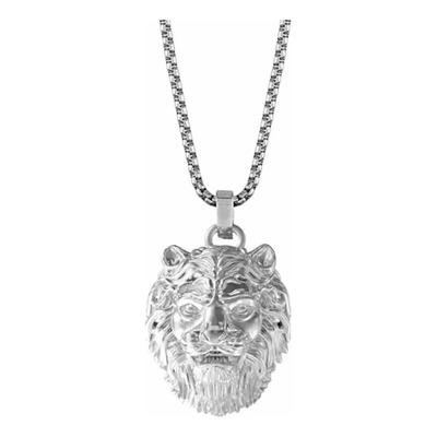 Collar Guess Hombre Caballero Casual Leon Color Plateado Lion King
