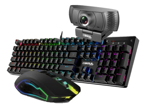 Combo Kit Gamer Teclado Mouse Y Camara Web  Led Pc Ps4