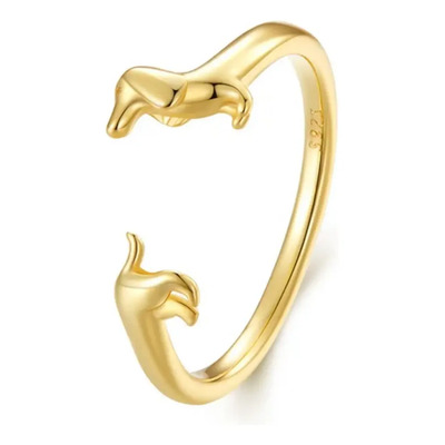 Brazalete Perro Salchicha Plata 925 Baño Oro