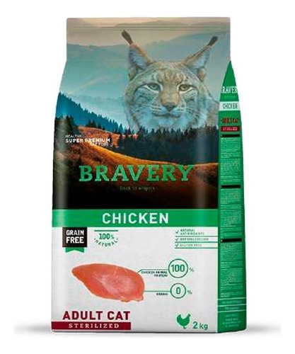 Bravery Gato Adulto Esterilizado Pollo 2 Kg