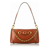 Guess Izzy Top Zip Shoulder Bag Whiskey Color Café Medio