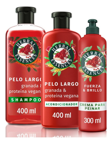  Kit Herbal Essences Granada & Proteína Vegana 1100ml