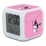 Reloj Despertador Kuromi Con Luz Led Programable