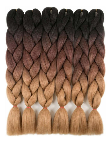 Rayiis 6 Packs Ombre Braiding Hair Kanekalon Synthetic Braid