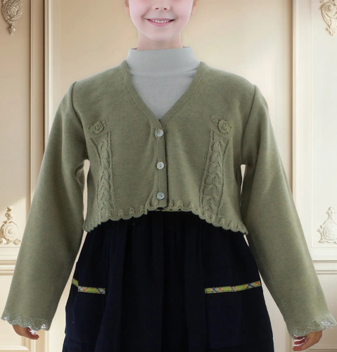 Sueter Niña Bolero Tejido Cafe 3077 1 A 16 Años