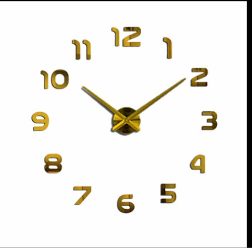Reloj De Pared 3d Tamaño Mini Color Dorado