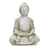 Imagem Buda Hindu Chakras Branco Marfim Resina Meditar 23,5c