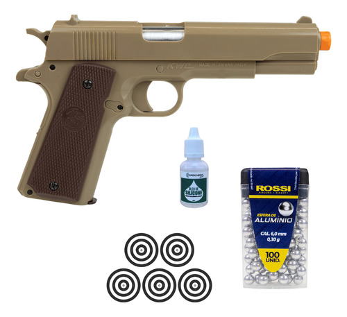 Pistola De Pressão 6.0mm Kwc 1911 Mola Spring Tan Rossi