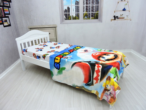 Mini Manta Mario Bros Fleece 1,50x1,25 Cobertor Personagens