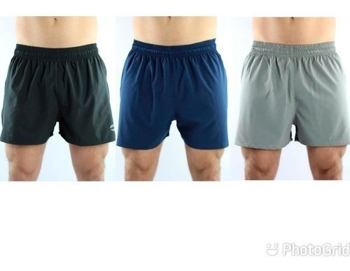Kit 3 Shorts Praia Tactel C/ Elastano Bolso Treino Plus Size