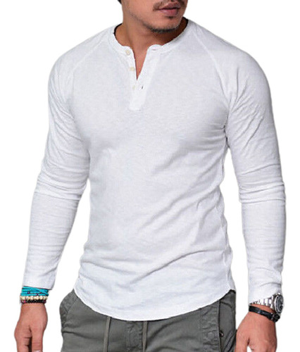 Playeras De Hombre  Casual Cómoda Manga Larga Slim Fit 