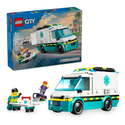 Lego® City Ambulancia De Emergencias 60451; Vehículo De Juguete Para Niños; Incluye Minifiguras De Patinadora Y Paramédico; 5+ 184