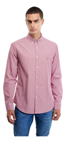 Camisa Formal Cuadros Hpc Polo Vestir Caballero Manga Larga