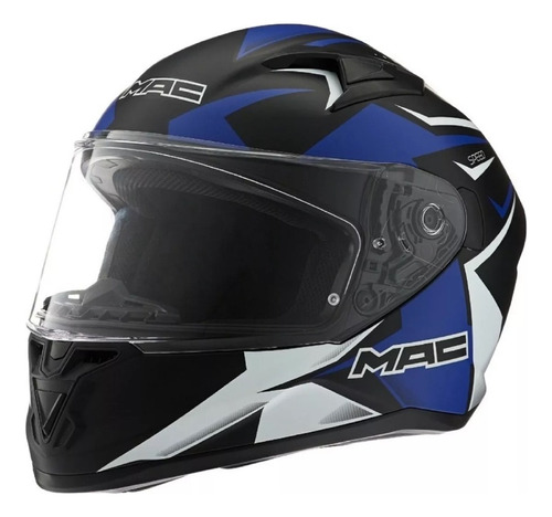 Casco Cerrado Integral Mac Speed Bond Azul Y Blanco