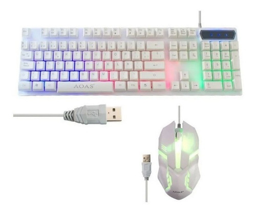 Teclado Retroiluminado + Mouse Kit Gamer Pc Aoas M-400 