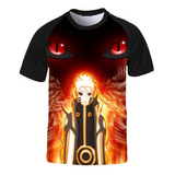 Camiseta Raglan Naruto Uzumaki Mangá Men Fire Red Eye T14