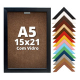 Kit 6 Porta Retrato A5 15x21 Com Vidro Mesa E Parede Cor Preto