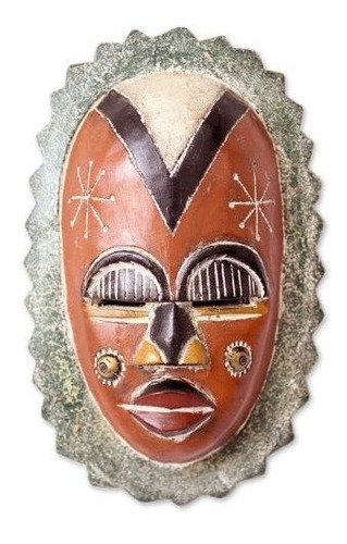 Novica Máscara Decorativa De Madera De Caucho Africano Ghan