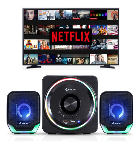 Home Theater Subwoofer 2.1 Caixa De Som Bluetooth Rgb Tv P2