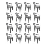 Combo 16 Cadeiras Com Braços Tramontina Iguape - Cinza