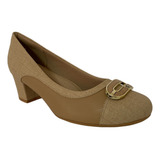 Sapato Salto Médio Piccadilly Feminino Nude Casual