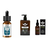 Kit Locion Crecimiento, Aceite Y Shampoo De Barba / Barber