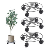 Base De Soportes Jardinería Maceta De Metal Con Ruedas 3pcs