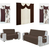 Protetor  Sofa (2 E 3 Lugar+4 Capa Almofadas+cortina 2mtrs