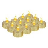 Kit De 12 Velas Electrónicas Decorativas Led Blancas Con Bat