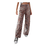 Pantalones De Mujer Con Estampado De Leopardo Y Cintura Alta