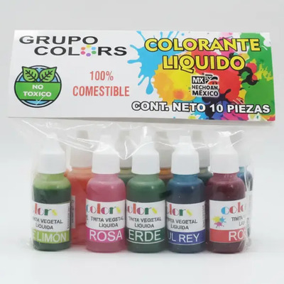 Pintura Colorante Vegetal Comestible 10 Colores Surtido