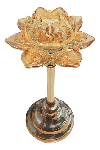 Candelabro Porta Velas Color Oro Flor M M8 Premium - Sheshu