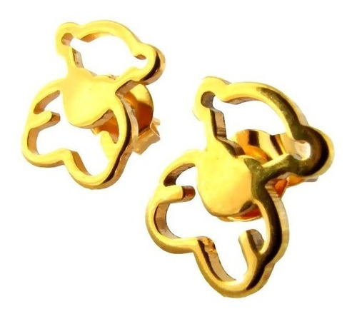 Oferta! Aros Exclusivos Tous Oso Corazón Baño De Oro 18kt