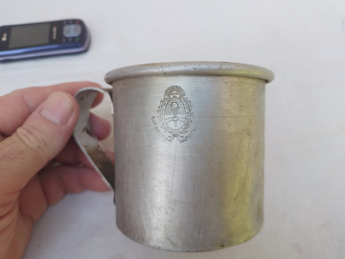 Antiguo Jarro Tarro En Aluminio Del Ejercito Argentino