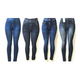 Kit 2 Calça Legging/leg Fake Jeans Feminino Roupa De Academi