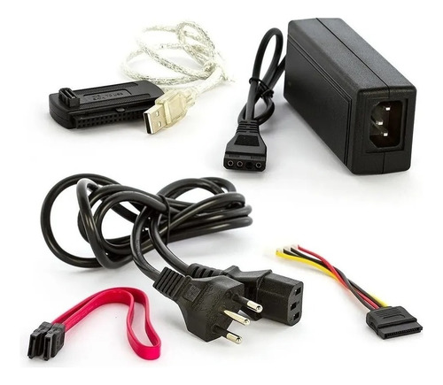 Cabo Adaptador Usb 2.0 Hd Conversor P/ Ide Sata Fonte 3 Em 1