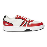 Tenis Lacoste Leather L001 White/red - Originales Y Nuevos