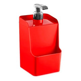 Dispenser De Plástico 500ml Porta Detergente E Esponja Slim Cor Vermelho2