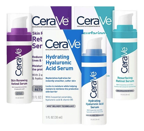 Cerave Kit 3 Resurfacing, Skin Renewing Y Hyaluronic 30ml