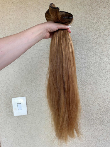 Mega Hair Fita Invisível Cabelo Humano, Ruivo Com 65cm 220g