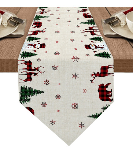 Árvore De Natal Snowflake Snowman Table Runner Elk Pattern