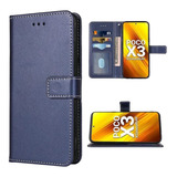 Funda Billetera C/cierre Magnetic Xiaomi Poco X3/x3 Nfc Azul