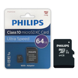 Tarjeta Micro Sd Xc Class 10 - 64 Gb Philips