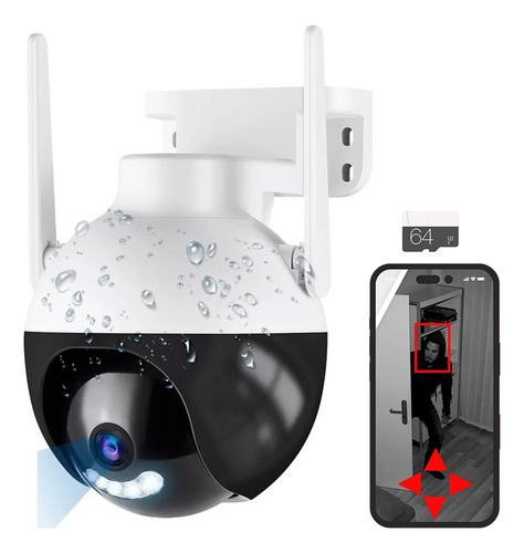 Combo Camara Ptz Wifi Seguridad Resistente Al Agua + Sd 64gb