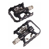 Pedal Bicicleta Mtb Plataforma Clip Misto Rolamento Com Taco Cor Preto