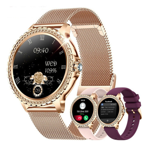 Smartwatch Com Chamadas Bluetooth E Diamantes Para Mulheres