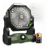 Ventilador De Camping Portátil Recargable Con Luz Led Y Ganc