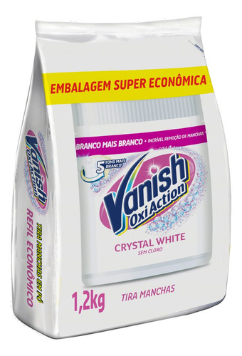 Tira Manchas Oxi Action Crystal White Sem Cloro Em Pó Pacote De 1.2 Kg Vanish