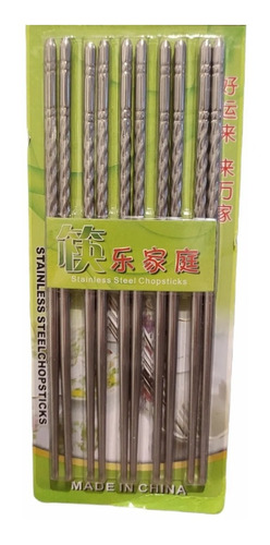 Palillos De Metal Acero Inoxidable 5 Pares 